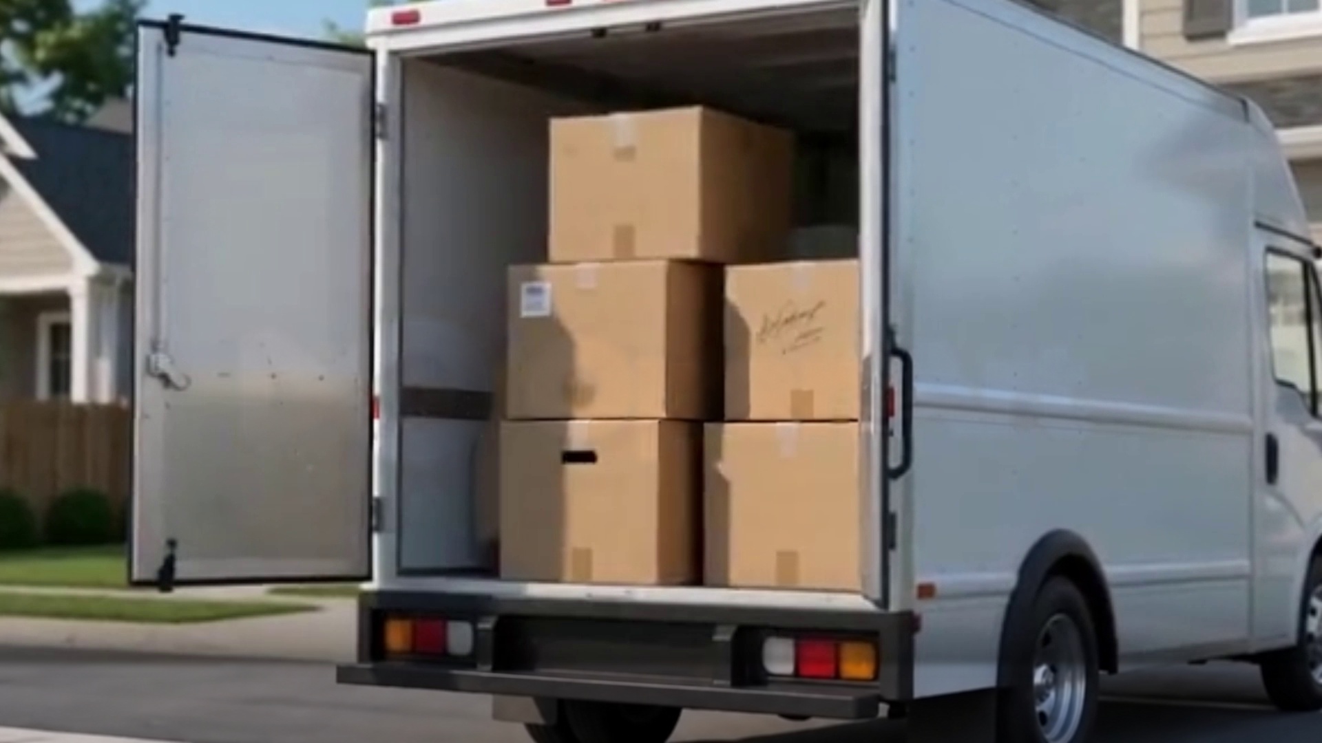 Generated frame: boxes stacked in the truck